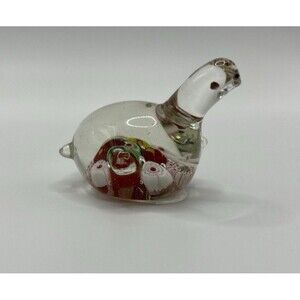 Vintage Millefiori Paperweight Small Turtle Floral Multicolored Art Glass